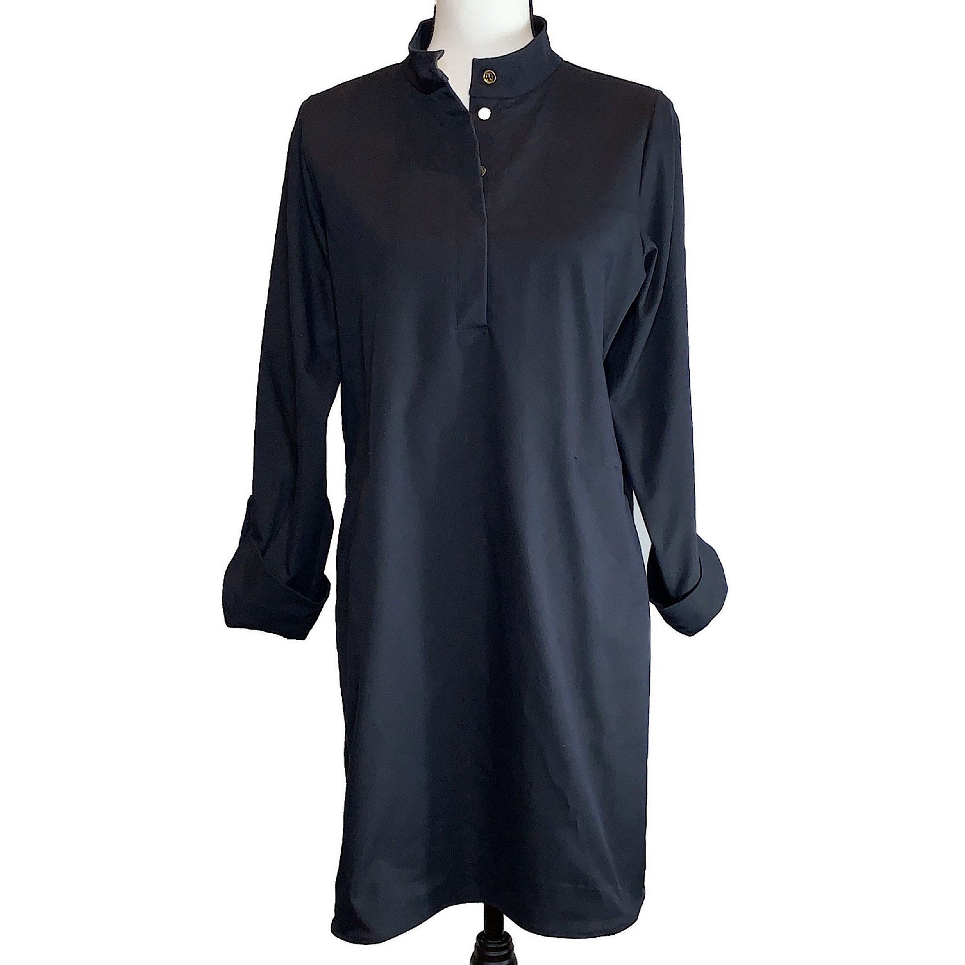 Button Up Neck UPF 50+ Tunic Dress - UPF Sun-Protective Clothing | Ambernoon