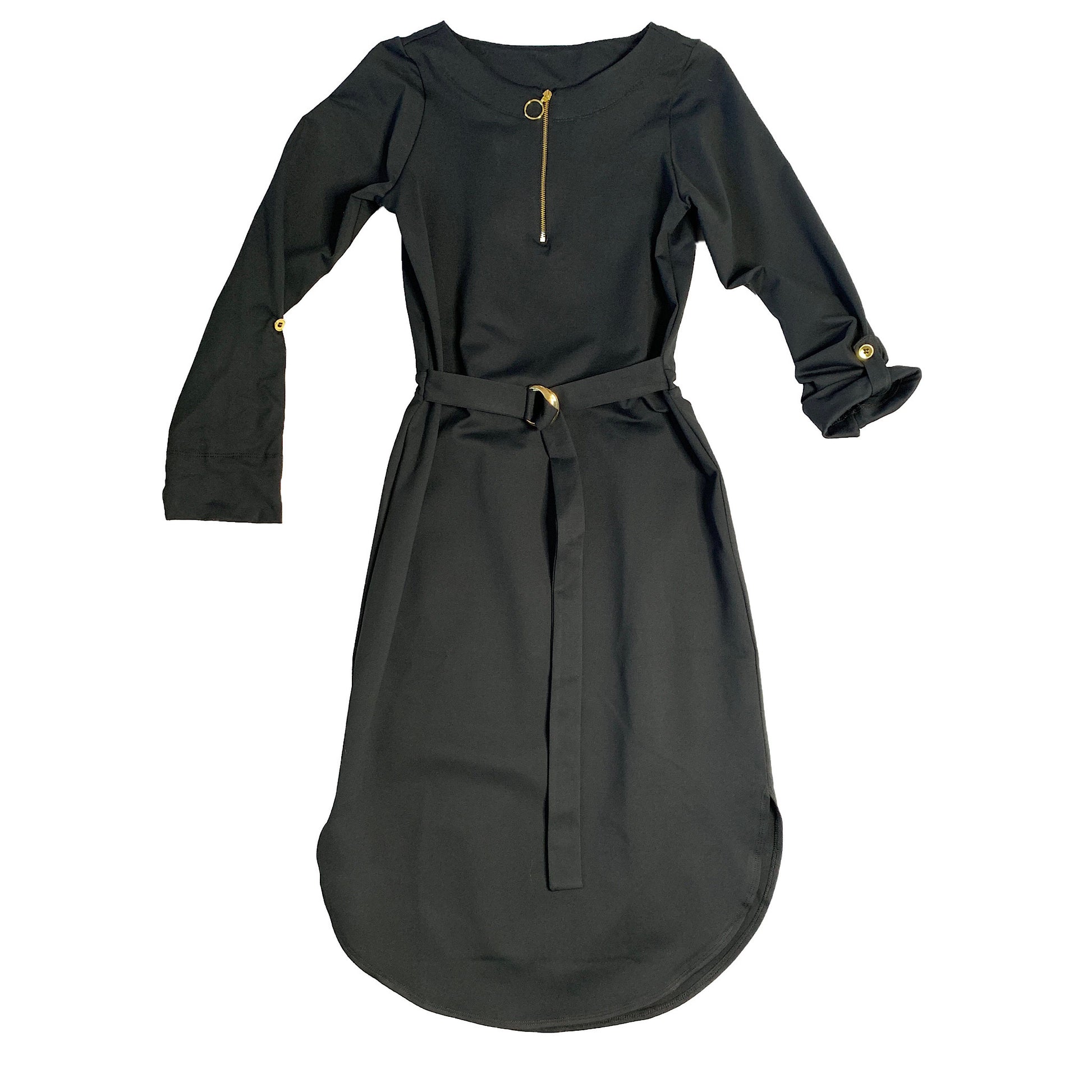 Asymmetrical Hem Belted UPF 50+ Midi Dress - UPF Sun-Protective Clothing | Ambernoon