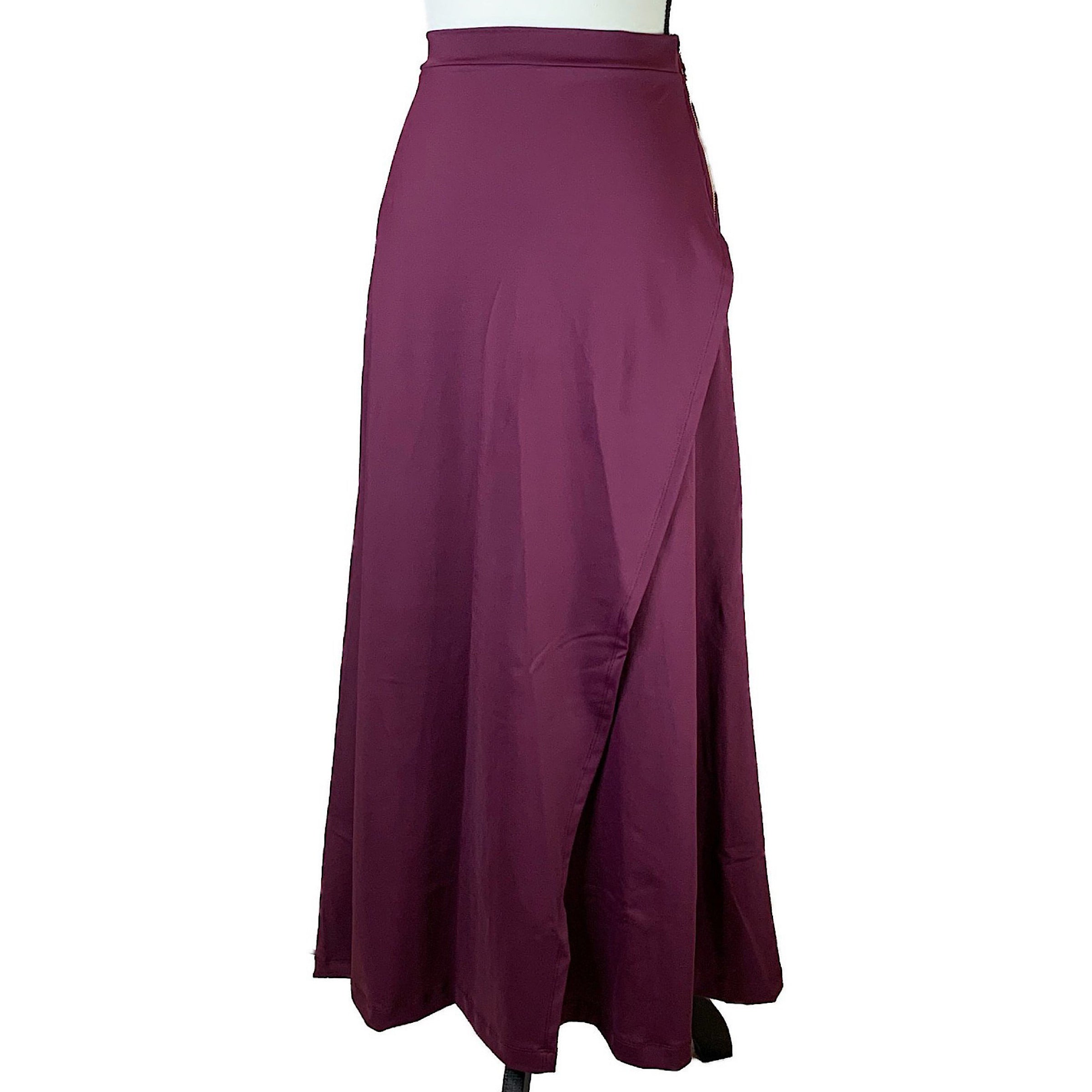 Issey Miyake Pleats Please dark purple pleated maxi skirt with front zipper  - V A N II T A S